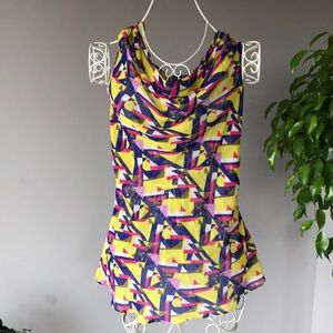 FINAL MARKDOWN Bright Geometric Sheer Top Size Large